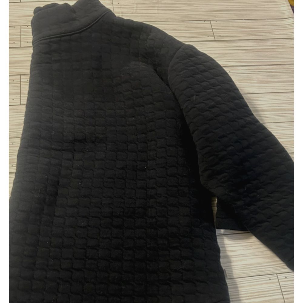 T by Talbots Womens 1Xp‎ Quilted Jacquard Pullover Sweater Top Black